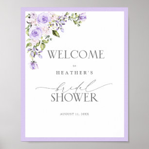 Elegant Lilac Lavender Floral Shower Welcome Poster