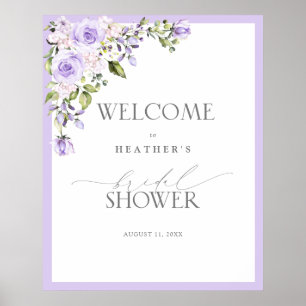 Elegant Lilac Lavender Floral Shower Welcome Poster