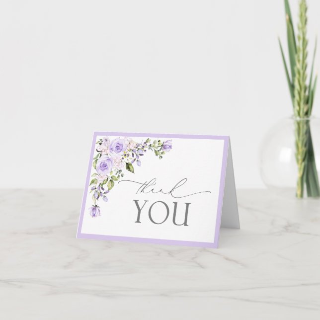 Elegant Lilac Lavender Floral Thank You Card (Front)