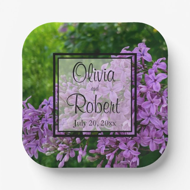 Elegant Lilac lavender purple floral Wedding Paper Plate (Front)