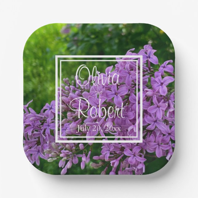 Elegant Lilac lavender purple floral Wedding Paper Plate (Front)