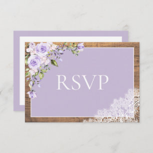 Elegant Lilac Lavender Rustic Lace Wedding RSVP