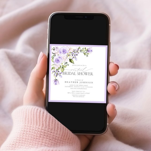 Elegant Lilac Lavender Virtual Bridal Shower Invit Invitation (Creator Uploaded)