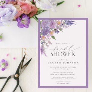 Elegant Lilac Lavender Watercolor Bridal Shower Invitation