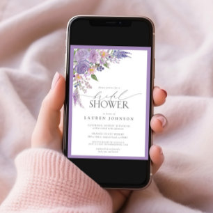 Elegant Lilac Lavender Watercolor Bridal Shower Invitation