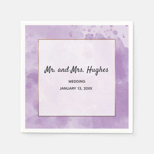Elegant Lilac Lavender watercolor wedding Napkin (Front)
