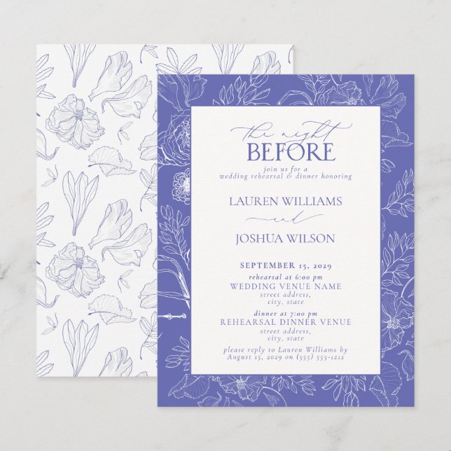 Elegant Lilac Lavender Wedding Rehearsal Dinner Invitation (Front/Back)