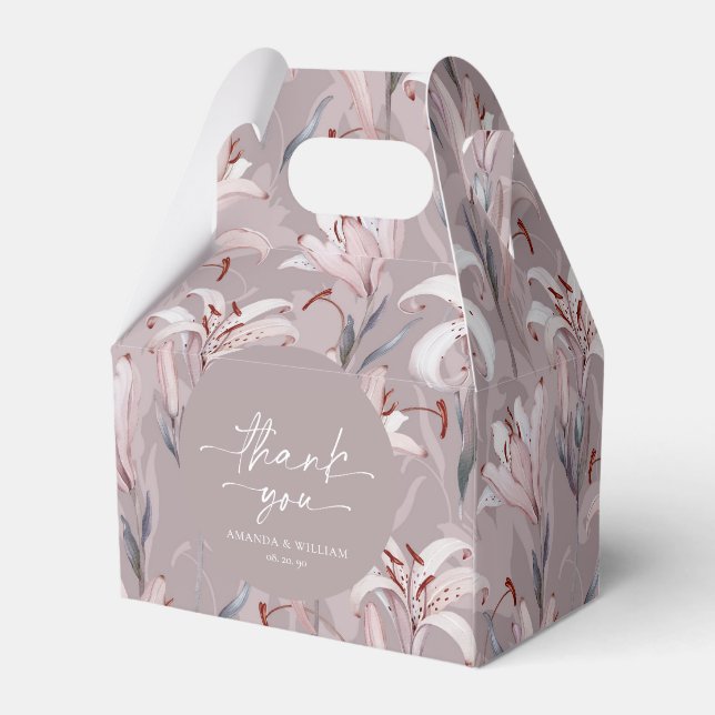 Elegant Lilac Lily Wedding Favour Box (Back Side)