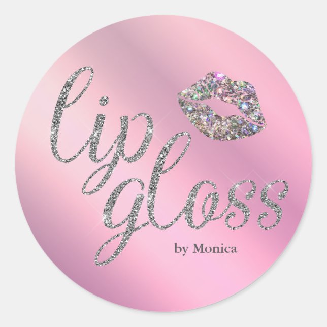 Elegant Lilac Lip Gloss Business Classic Round Sticker (Front)