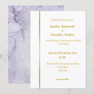 ELEGANT LILAC MARBLE GOLD WEDDING  INVITATION