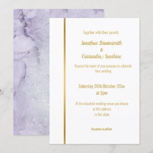 ELEGANT LILAC MARBLE GOLD WEDDING INVITATION