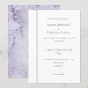 ELEGANT LILAC MARBLE SILVER WEDDING INVITATION