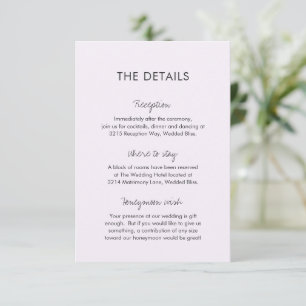 Elegant Lilac Modern Wedding Enclosure Card