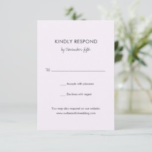 Elegant Lilac Modern Wedding RSVP Card