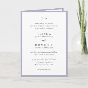 Elegant Lilac Monogram Modern Wedding Invitation