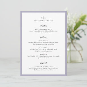 Elegant Lilac Monogram Modern Wedding Menu