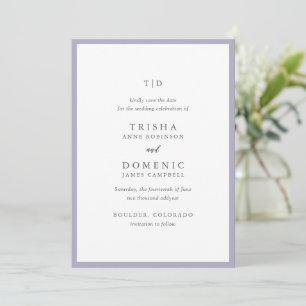 Elegant Lilac Monogram Modern Wedding Save The Date