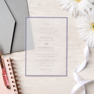 Elegant Lilac Monogram Modern Wedding Vellum Invitations