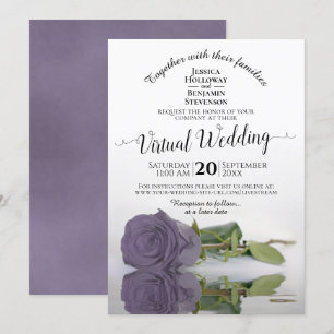 Elegant Lilac or Dusty Purple Rose Virtual Wedding Invitation