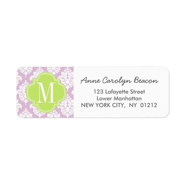 Elegant Lilac Purple Damask Personalised (Front)