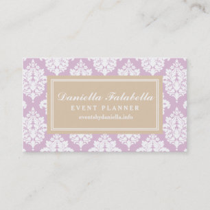 Elegant Lilac Purple Damask Personalised Business Card