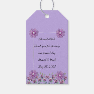 Elegant Lilac Purple Floral Pearl Wedding Favour  Gift Tags