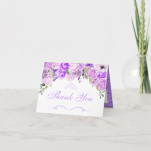 Elegant Lilac Purple Floral Quinceanera Thank You Invitation