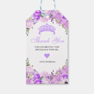 Elegant Lilac Purple Floral Thank You Gift Tags