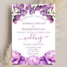  Elegant Lilac Purple Floral with QR code Wedding
