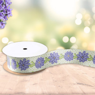 Elegant Lilac Purple Flowers Spring Floral Satin Ribbon