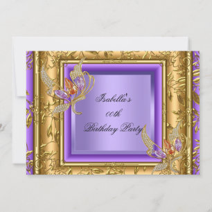 Elegant Lilac Purple Gold Amber Birthday Party 2a Invitation