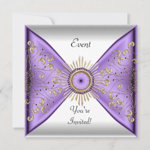 Elegant Lilac Purple Gold White Event Party Invitation