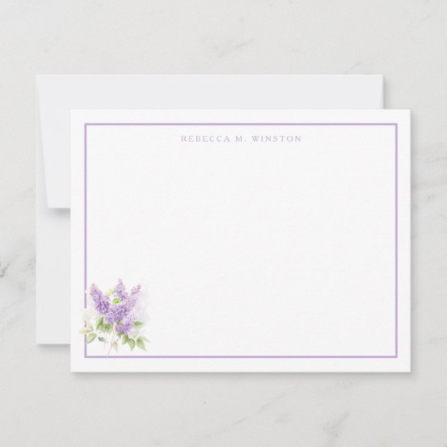 Elegant Lilac Purple Greenery Personalized  Card (Front)