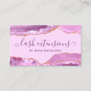 Elegant Lilac Purple Marble Agate Lash Extension Business Card
