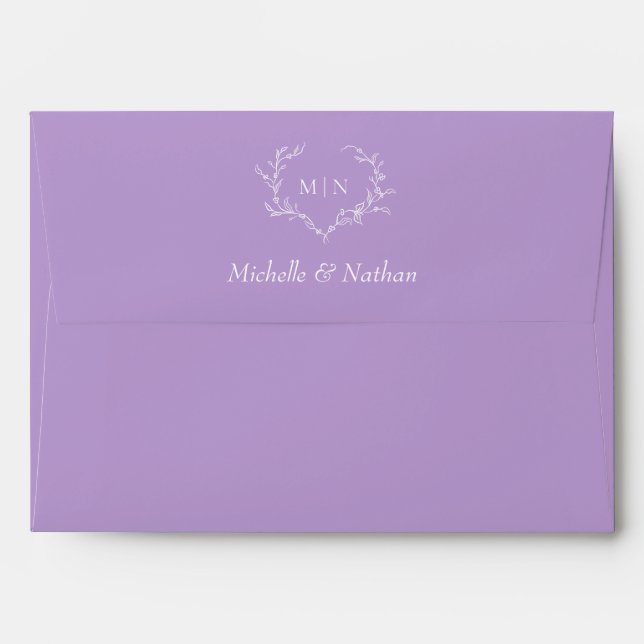 Elegant Lilac Purple Monogram Wedding Envelope (Back (Top Flap))