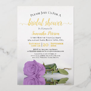Elegant Lilac Purple Rose Bridal Shower Gold