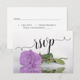 Elegant Lilac Purple Rose Reflections Wedding RSVP Card