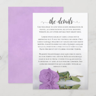 Elegant Lilac Purple Rose Wedding Details Enclosure Card