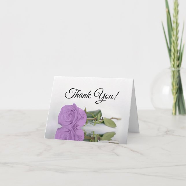 Elegant Lilac Purple Rose Wedding Photo Inside Thank You Card (Front)