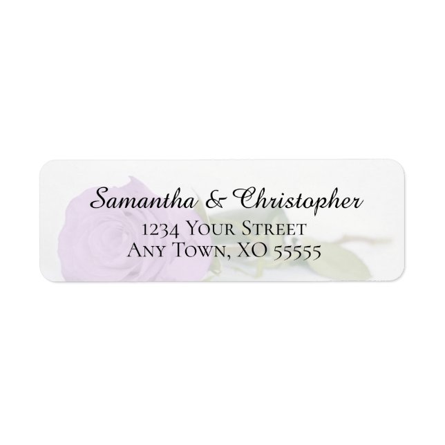 Elegant Lilac Purple Rose Wedding Return Address (Front)