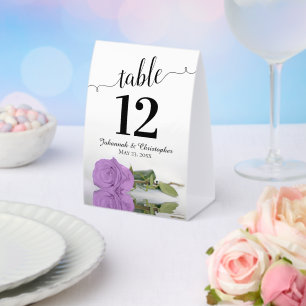 Elegant Lilac Purple Rose Wedding Table Number