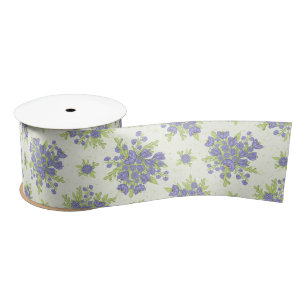 Elegant Lilac Purple Spring Floral Satin Ribbon