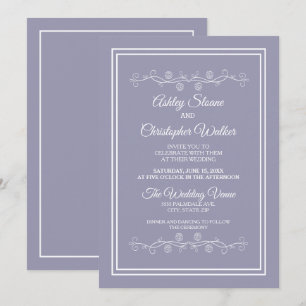 Elegant Lilac Purple White Wedding Invitation
