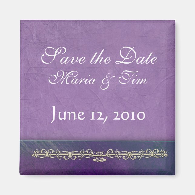 Elegant lilac save the date magnet (Front)