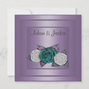 ELEGANT LILAC TRIPLE ROSE WEDDING INVITATION