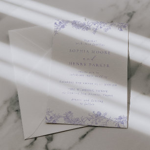 Elegant Lilac Vintage Chinoiserie Wedding Invitation