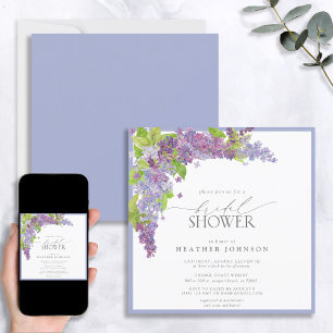 Elegant Lilac Watercolor Floral Bridal Shower Invitation