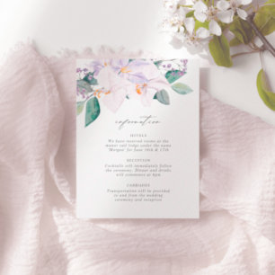 Elegant Lilac Watercolor Wedding Information Enclosure Card