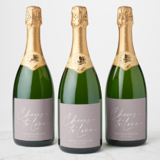 Elegant Lilac Wedding Champagne Bottle Label