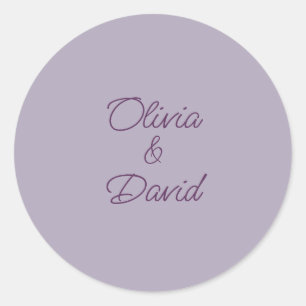 Elegant lilac Wedding Classic Round Sticker